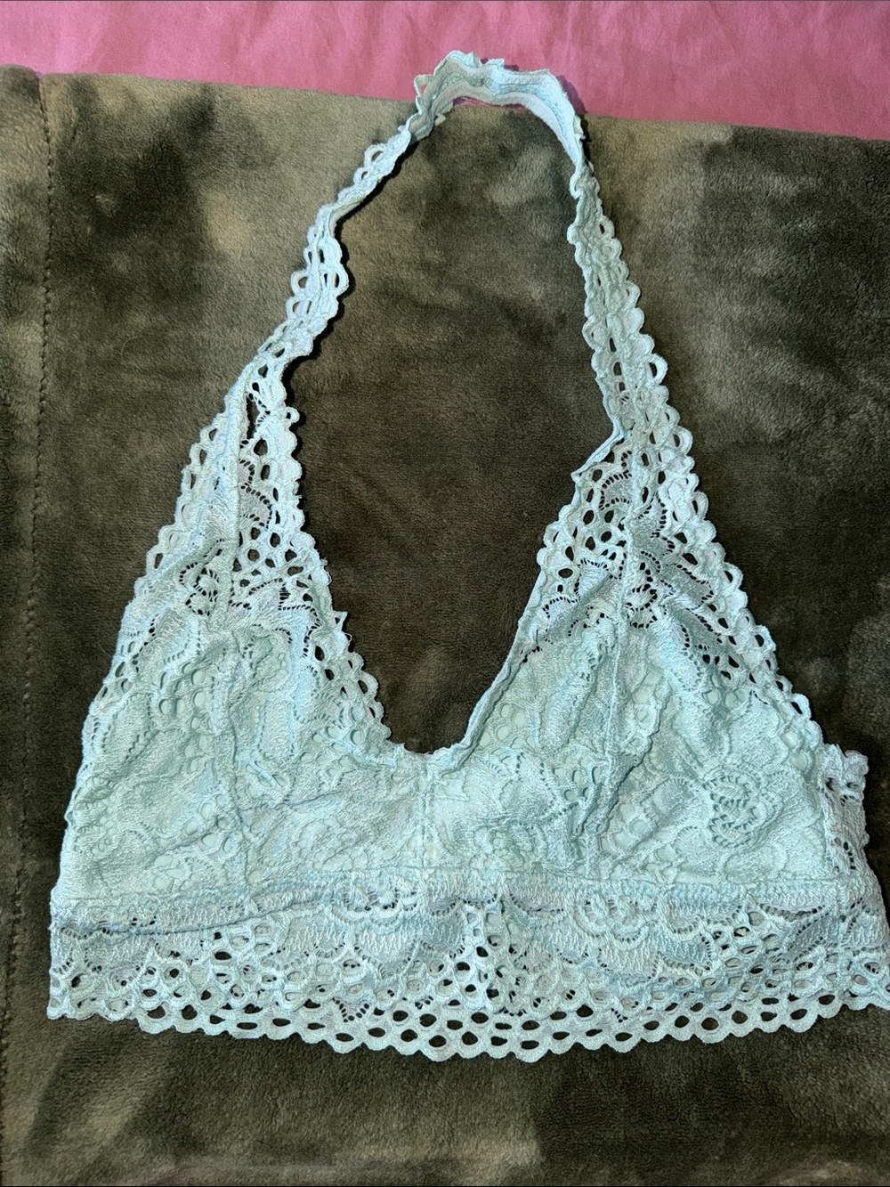 aerie Lace Halter Bralette - Light Aqua Blue